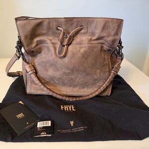 Frye Tan Leather Tote with Braided Handle